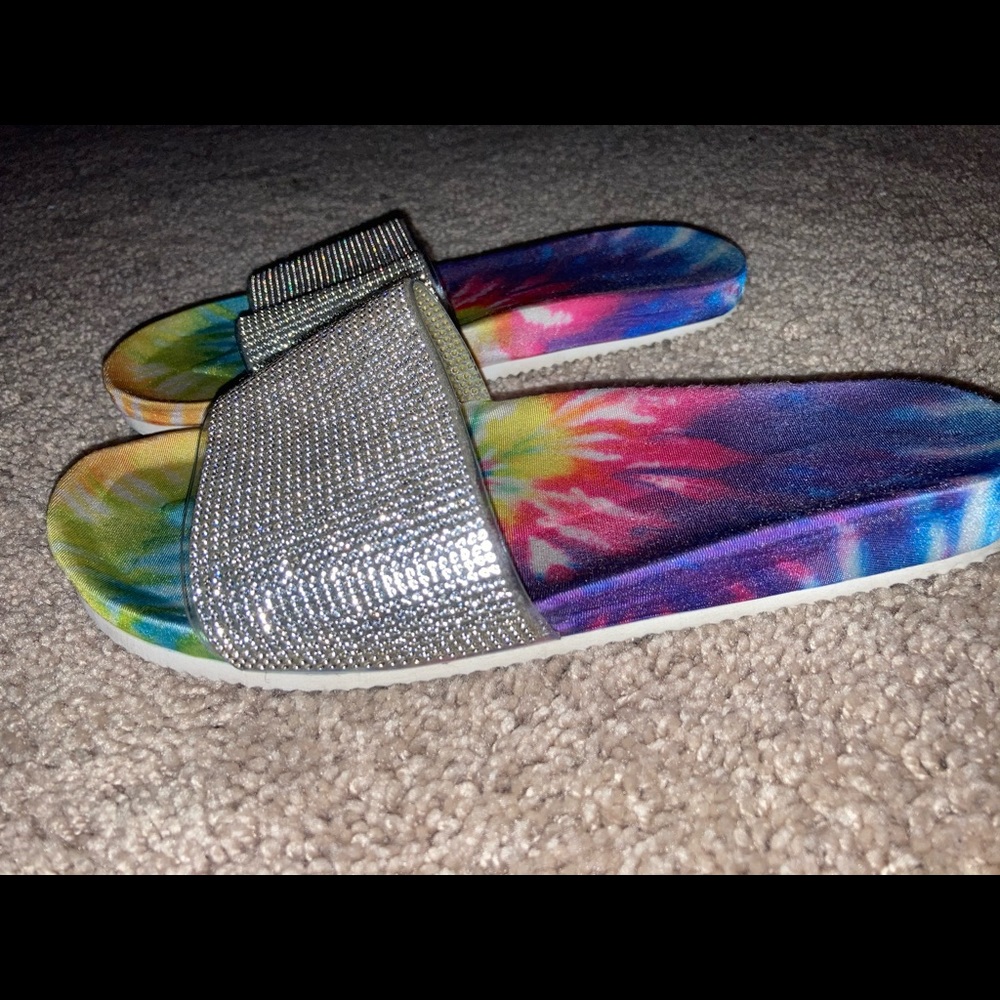 Tye Dye Rhinestone Slides - Picture 2 of 3
